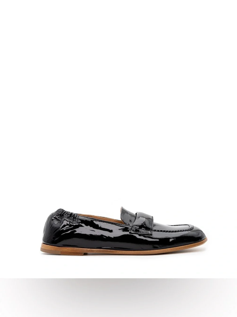 Laura Bellariva Italian Patent Leather Black Scrunch Loafer Ballet Flats Size 8